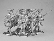 Сборные фигуры из металла Русские мушкетеры в атаке, 6 фигур, 28 мм, 1704 - фото