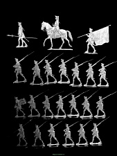 Миниатюра из металла Прусские мушкетеры на марше, Семилетняя война, 30 мм, Berliner Zinnfiguren - фото