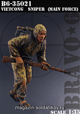 Сборная миниатюра из смолы Vietkong Sniper, (Main Forces), (1/35), Bravo 6 - фото