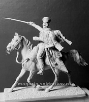 Сборная миниатюра из смолы Обер-офицер армейских гусарских полков (2 варианта головы), Рос, 54 мм, Chronos miniatures - фото