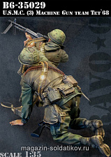 Сборная миниатюра из смолы USMC (3) MG Team Tet`68, (1/35), Bravo 6 - фото