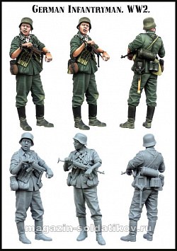 Сборная миниатюра из смолы ЕМ 35141 Немецкий пехотинец, ВМВ, 1/35 Evolution
