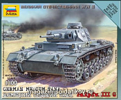 Сборная модель из пластика Немецкий средний танк Pz.Kpfw-III G (1/100) Звезда - фото
