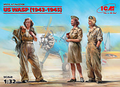 Сборные фигуры из пластика Фигуры, Летчицы на службе ВВС США 1943-1945 г. (3 фигуры), 1:32, ICM - фото