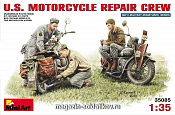 Сборная модель из пластика Американские мотоциклы на ремонте MiniArt (1/35) - фото