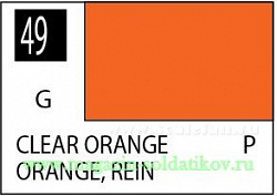 Краска художественная 10 мл. прозрачная оранжевая, глянцевая, Mr. Hobby