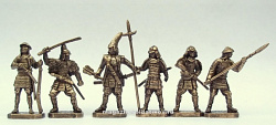 Фигурки из латуни Набор «Самураи» (латунь) 6 шт, 40 мм, Солдатики Публия
