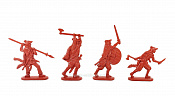Солдатики из пластика Берсерки (4 шт, тёмный красно-терракотовый) 52 мм, Солдатики ЛАД - фото