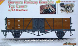 Сборная модель из пластика Д German Railway Gondola Typ Ommr w/AA Gun Crew (1/35) Dragon