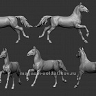 Сборная миниатюра из смолы Лошадь, №6, 54 мм, Chronos miniatures