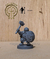Сборная миниатюра из смолы Гном Молотобоец №3, 28 мм, Золотой дуб - фото