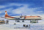 Сборная модель из пластика Пассажирский самолет Ил-18В Аэрофлот/ Домодедово (1/144) Восточный экспресс - фото
