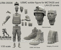 Сборная фигура из смолы Фигурка солдата корпуса Морской пехоты США в танковом шлеме CVC , 1:35, Live Resin