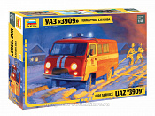 Сборная модель из пластика УАЗ 3909 Пожарная служба, 1:43, Звезда - фото