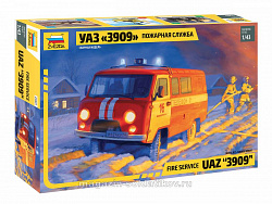 Сборная модель из пластика УАЗ 3909 Пожарная служба, 1:43, Звезда