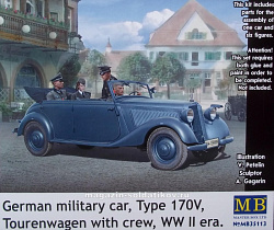 Сборная модель из пластика Немецкий военный автомобиль, тип 170 V, с экипажем IIМВ (1/35) Master Box