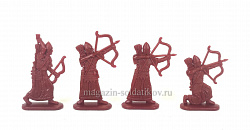Солдатики из пластика Сирийские лучники, римские вспомагательные войска. (4 шт, вишневый), Солдатики ЛАД