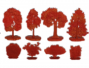 Солдатики из пластика Деревья и кусты, Осень 1, 8 шт., красный, Воины и битвы - фото