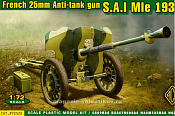 Сборная модель из пластика Французская противотанковая пушка 25мм S.A.I Mie ACE(1/72) - фото