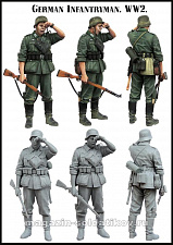 Сборная миниатюра из смолы ЕМ 35142 Немецкий пехотинец, ВМВ, 1/35 Evolution - фото