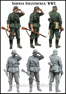 Сборная миниатюра из смолы ЕМ 35142 Немецкий пехотинец, ВМВ, 1/35 Evolution