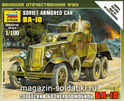 Сборная модель из пластика Советский бронеавтомобиль БА-10 (1/100) Звезда - фото