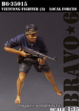 Сборная миниатюра из смолы Vietkong Fighter (3), Local Forces, (1/35), Bravo 6 - фото