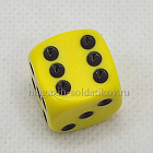 Кубик D6, 16мм. Желтый с черными точками в блистере