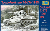 Сборная модель из пластика Трофейный танк T-34-76, 1940г. UM (1/72) - фото