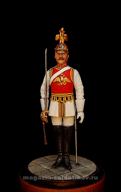 Сборная миниатюра из металла Рядовой Лейб-гвардии Конного полка 1855 г, 1:30, Оловянный парад