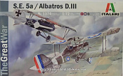 Сборная модель из пластика ИТ Самолет S.E. 5A and Albatros D.III (1/72) Italeri - фото