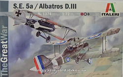 Сборная модель из пластика ИТ Самолет S.E. 5A and Albatros D.III (1/72) Italeri