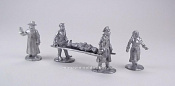 Сборные фигуры из металла Санитары, набор: 5 фигур + носилки, 1918-1922 гг. 28 мм, Figures from Leon - фото
