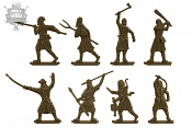 Солдатики из пластика Крестьяне и разбойники (8 шт, бронзовый цвет, в коробке), 54 мм Воины и битвы - фото