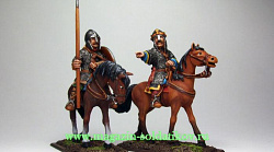 Сборные фигуры из металла Англо-саксы. Король Гарольд. (2 всадника) 28 мм. Драбант