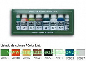 Набор модельных красок 8 шт.: FACE/SKIN COLORS Vallejo. Краски, химия, инструменты - фото