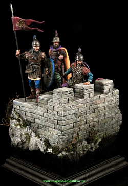Сборная миниатюра из смолы Византийские воины, 10-11 вв. (комплект из 3 фигур), 54 мм, Chronos miniatures