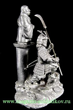 Миниатюра из металла Виньетка «самурай и Будда» 54 мм, Магазин Солдатики - фото