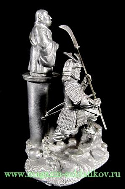 Миниатюра из металла Виньетка «самурай и Будда» 54 мм, Магазин Солдатики