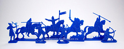 Солдатики из пластика Армии и битвы: войско Вильгельма Завоевателя (8 шт, синий) 52 мм, Солдатики ЛАД