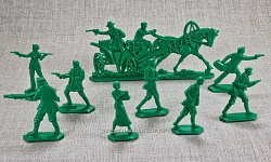 Солдатики из пластика Налётчики (9 шт, зелёный, пластик) 54 мм, Воины и битвы