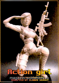Сборная миниатюра из смолы Action Girl, 120 мм, AuthorSculpt