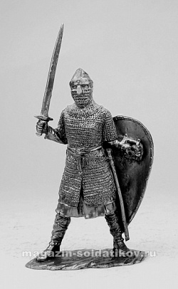 Миниатюра из металла Норман с мечом и щитом, 54 мм, Солдатики Публия