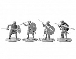 Фигурки из смолы Викинги, набор №5, 4 фигуры, 28 мм, V&V miniatures