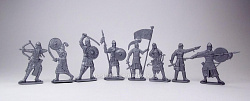 Солдатики из пластика Пешие половцы 54 мм (8 шт, серебристый цвет, в кор), Воины и битвы