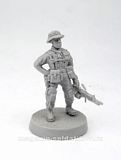 Сборная фигура из смолы Пулеметчик, серия «Наемники» 28 мм, ArmyZone Miniatures - фото