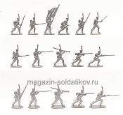 Солдатики из пластика 54-012 Армейские гренадеры в атаке, 1812 год (серебро), Студия Большой полк - фото