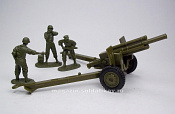 Солдатики из пластика US Howitzer w/3 artillerymen in 3 poses (green), 1:32 ClassicToySoldiers - фото