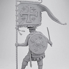 Сборная миниатюра из смолы Сержант Тевтонского ордена со знаменем, XIII в. 75 мм, Солдатики Публия