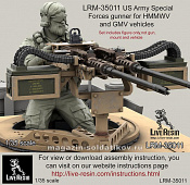 Сборная фигура из смолы Стрелок пулеметчик Сил Специальных Операций США, 1:35, Live Resin - фото